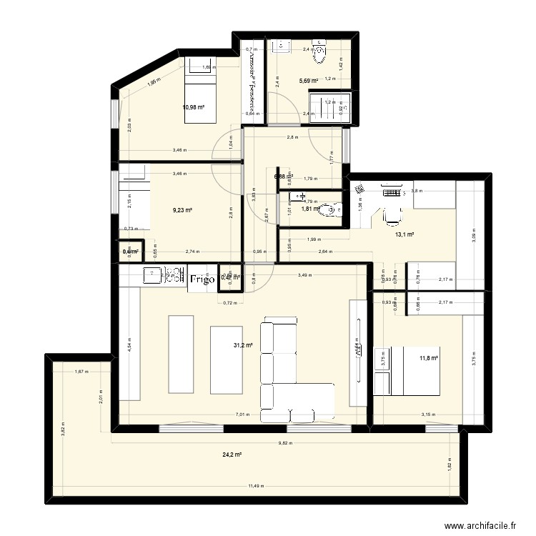 lucet 4. Plan de 11 pièces et 116 m2