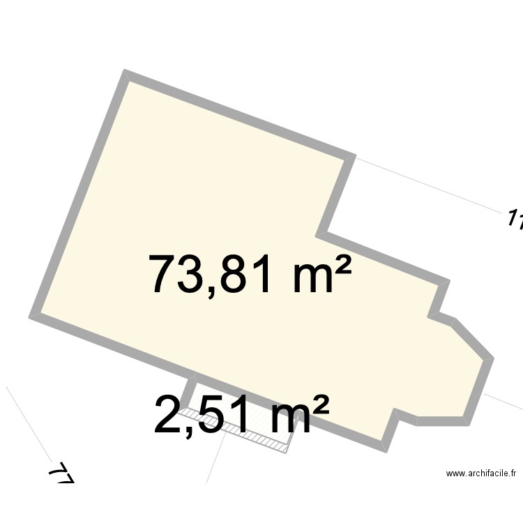 Mareau V avant. Plan de 2 pièces et 76 m2