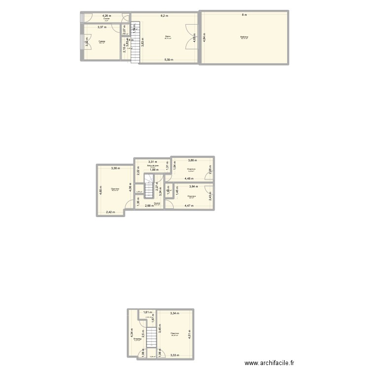 villepreux 2. Plan de 19 pièces et 157 m2