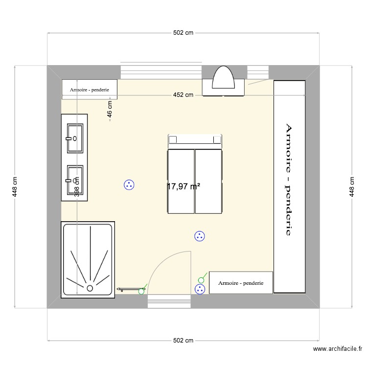salle de bain maylis 2. Plan de 1 pièce et 18 m2