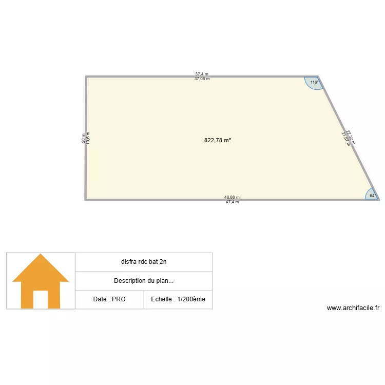 disfra rdc batiment 2. Plan de 1  et 823 m²