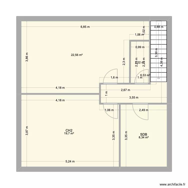 Maison &eacute;tage 2. Plan de 5  et 59 m²