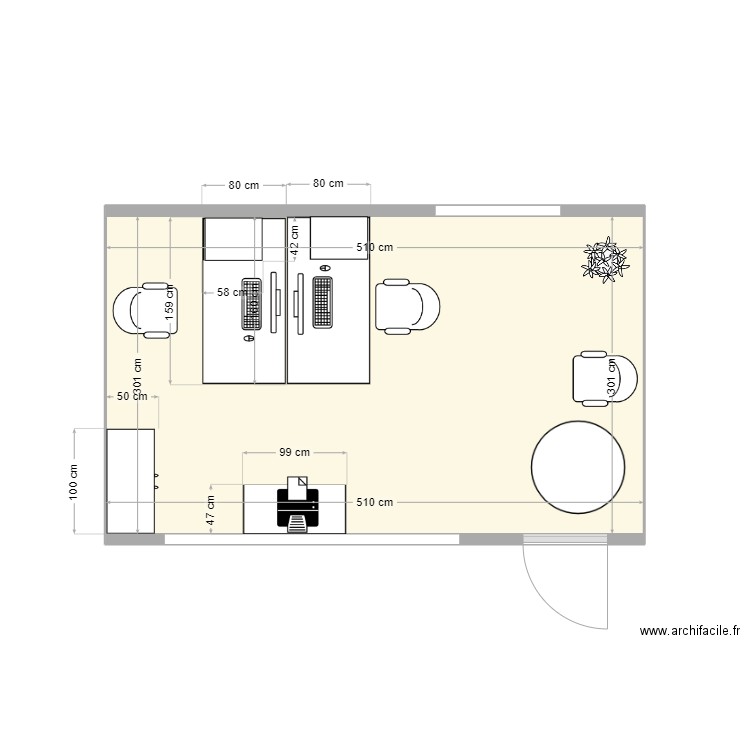 bureau sinistres 3 (finale). Plan de 1 pièce et 15 m2