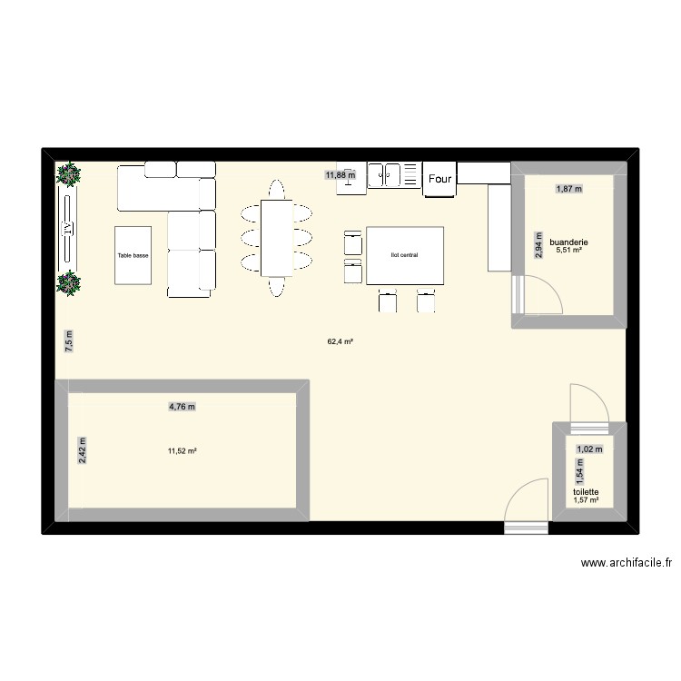 idée maison 1. Plan de 4 pièces et 108 m2