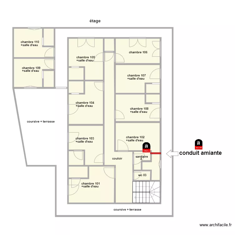 hotel moquaisetage am. Plan de 23  et 142 m²