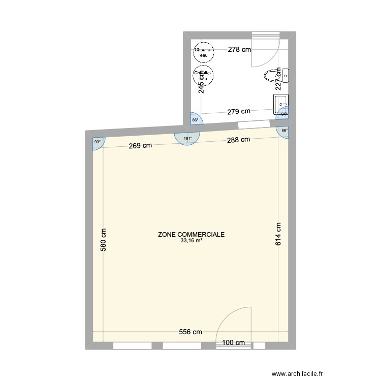 SQ LYON 9 Existant. Plan de 2 pièces et 40 m2