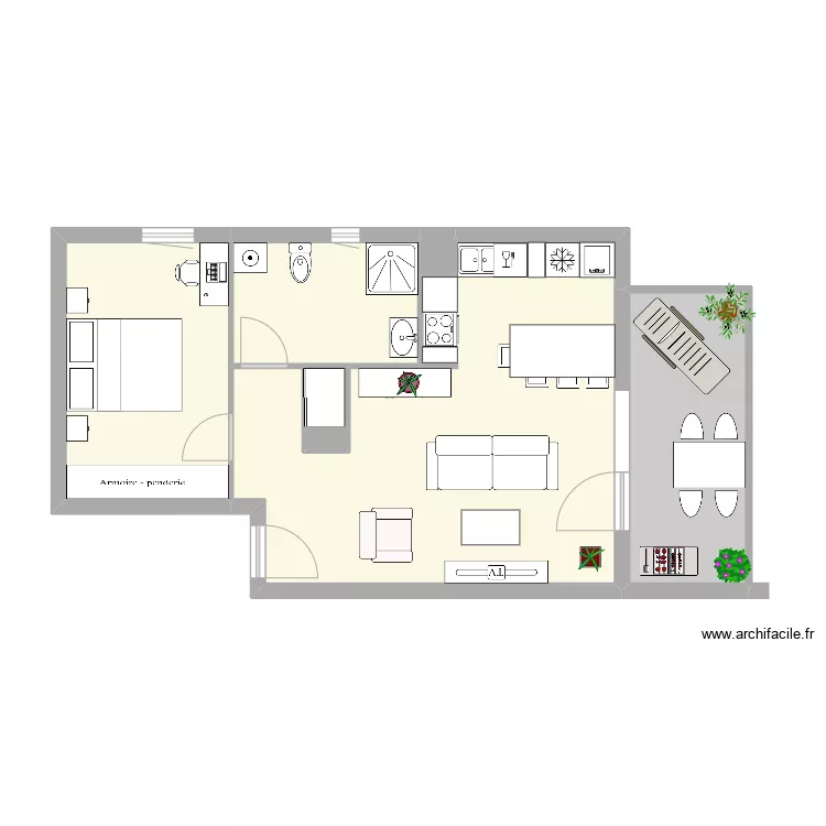Appartement 2 pi&egrave;ces lot 107 r&eacute;sidence Othentik. Plan de 