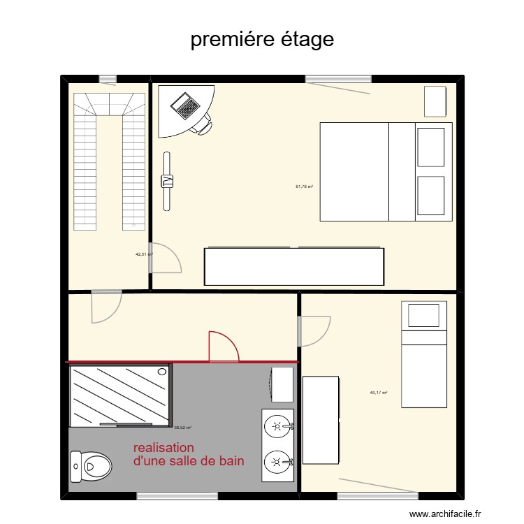 etage travaux Andrea. Plan de 0 pièce et 0 m2