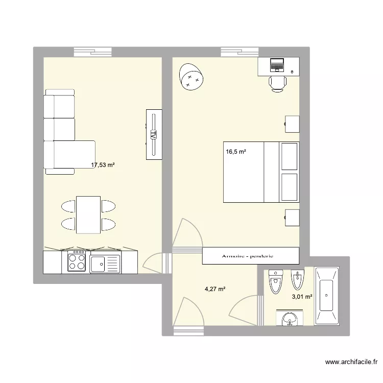 T1 42. Plan de 4 et 41 m² T1 42. Plan de 4 et 41 m²