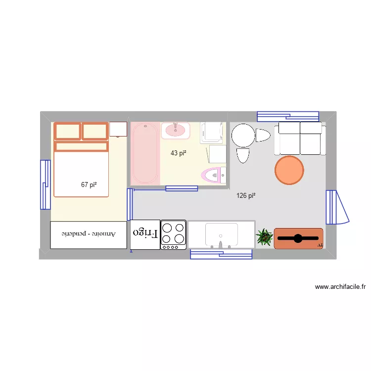 Mini maison. Plan de 3  et 22 m²