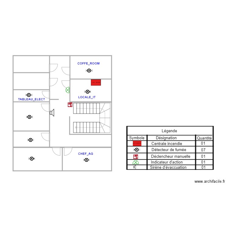 Plan mboppi ince E. Plan de 10 pièces et 63 m2