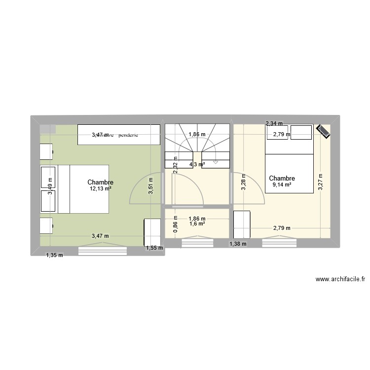 plan 1er V2. Plan de 11 pièces et 85 m2