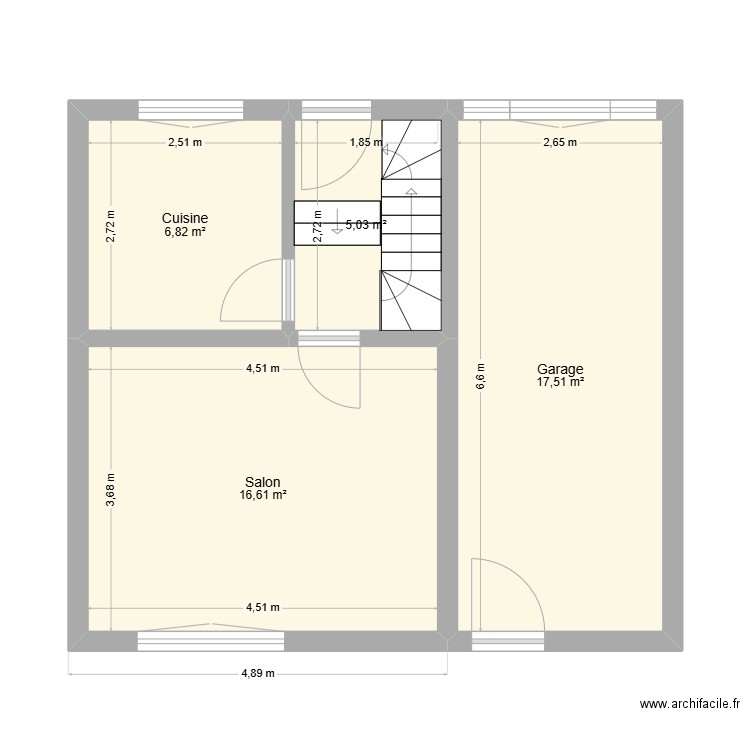 Concarneau RdC. Plan de 4 pièces et 46 m2