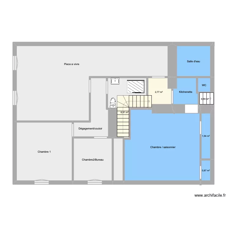 1er. Plan de 13  et 111 m²