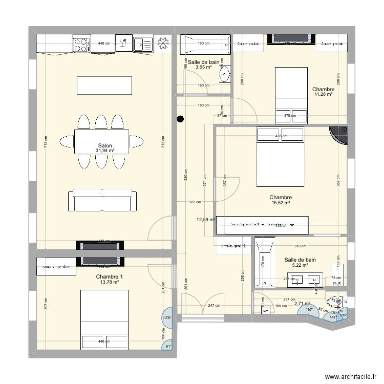 Ambre V2. Plan de 8 pièces et 97 m2