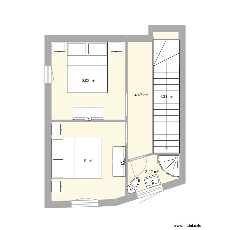 Piso 2 VILLA NOVA DE FOZ COA. Plan de 5 pièces et 29 m2
