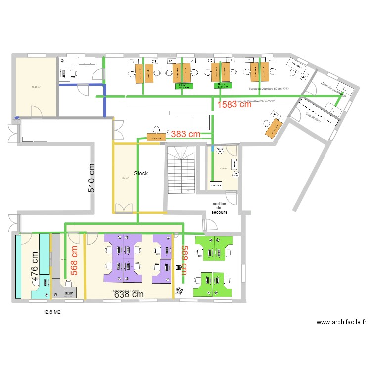 PROD EMBOUT VILLENEUVE LE ROI TRAITEMENT AIR . Plan de 6 pièces et 89 m2
