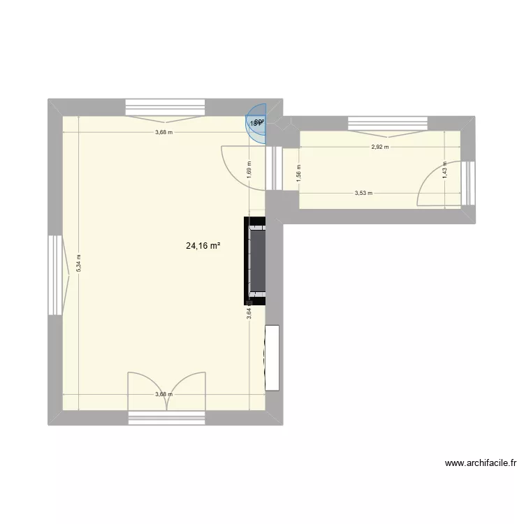 Bureau sily courtier. Plan de 1  et 24 m²