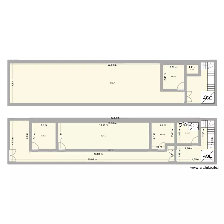 STUDIO. Plan de 8  et 222 m²