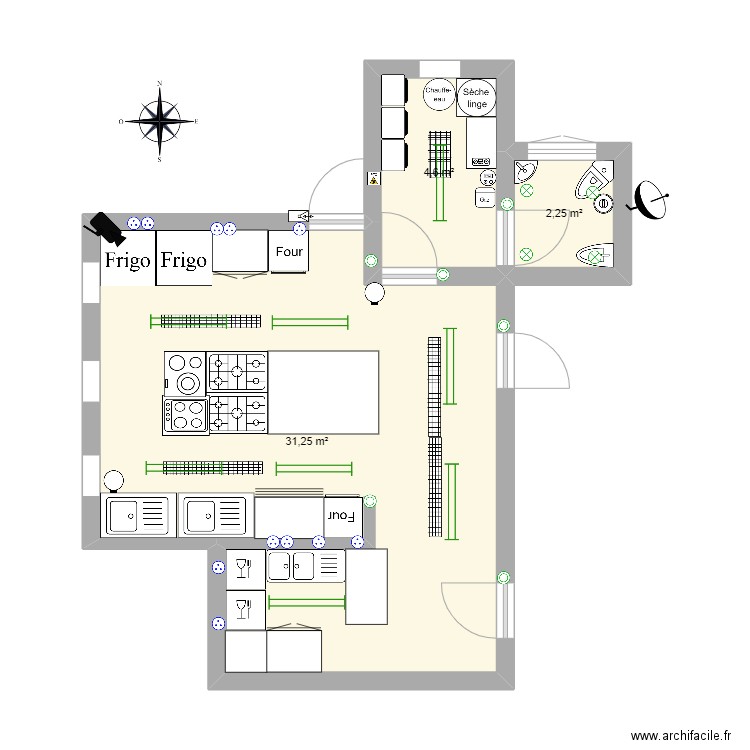 ENZO LE BOGOLER NOUVEAUX . Plan de 3 pièces et 38 m2