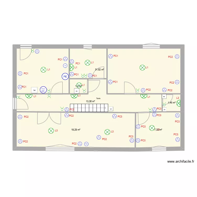 RCTristan. Plan de 6 pièces et 74 m²