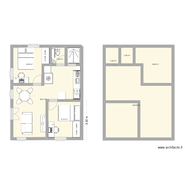 PLAN 2. Plan de 8 pièces et 77 m2