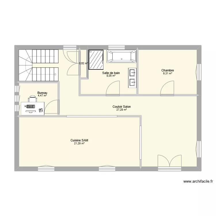 Maison breits v3. Plan de 6  et 71 m²