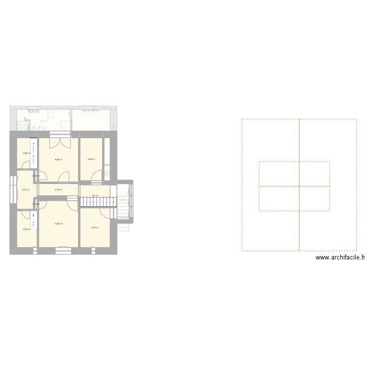 plan RdeCH origine. Plan de 18 pièces et 120 m2