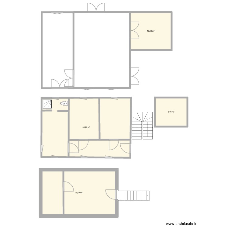 perso. Plan de 4 pièces et 73 m2