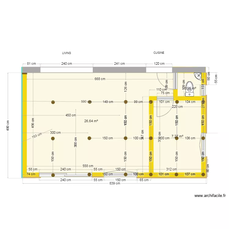 Projet Baton V5 vue pieux pilotis. Plan de 