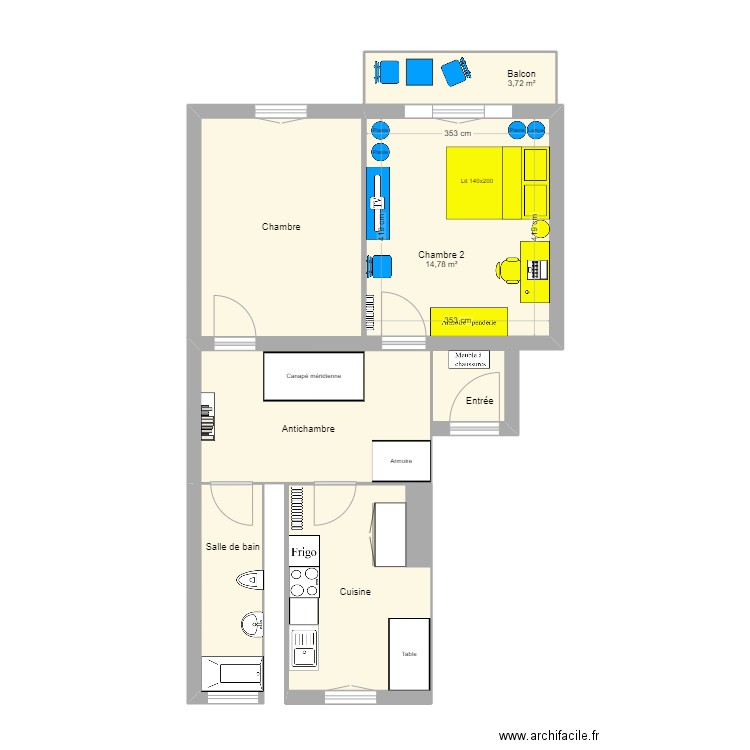 Appartement. Plan de 7 pièces et 59 m2
