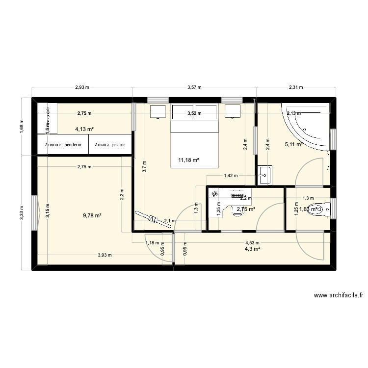 AGRANDISSEMENT. Plan de 7 pièces et 39 m2