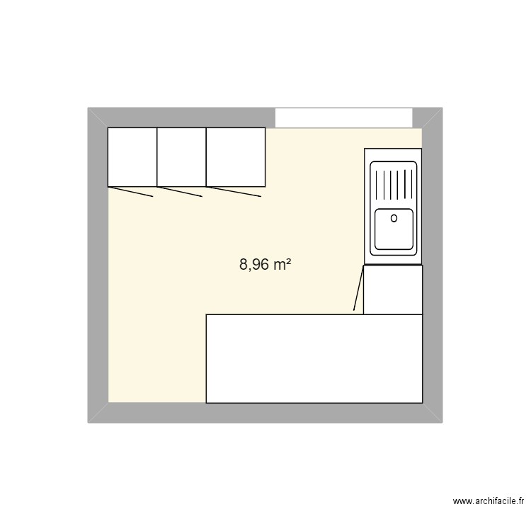 CUISINE 2. Plan de 1 pièce et 9 m2