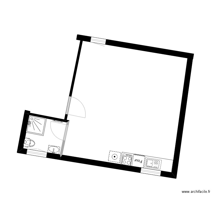 R+1 - studio 1. Plan de 1 pièce et 3 m2