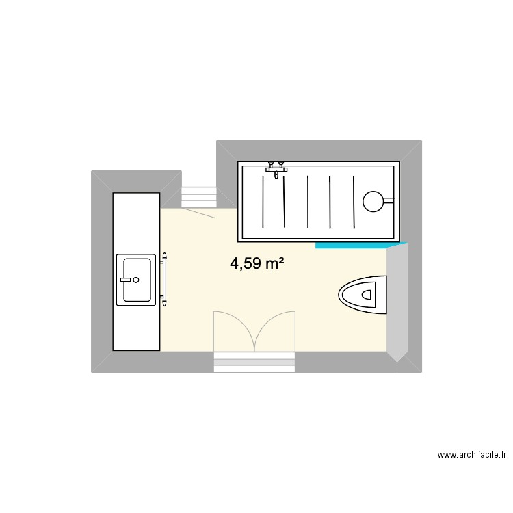 GUEST BATHROOM - SERGE (VERSION 2). Plan de 1 pièce et 5 m2