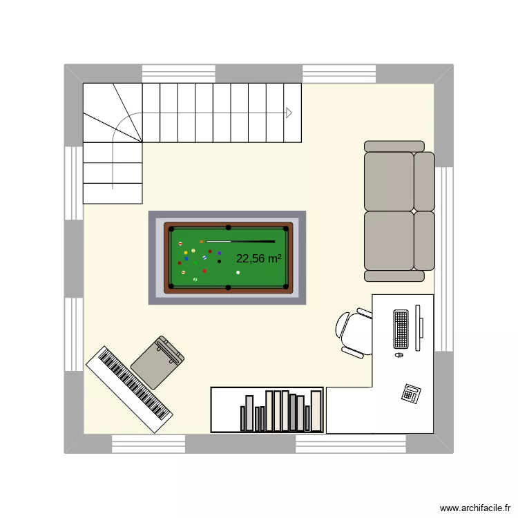 bureau. Plan de 1 Pièce et 23 m² bureau. Plan de 1 Pièce et 23 m²