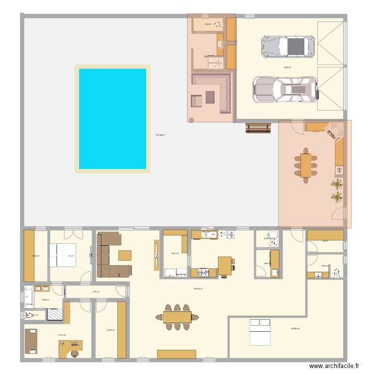 plan bod. Plan de 17 pièces et 614 m2