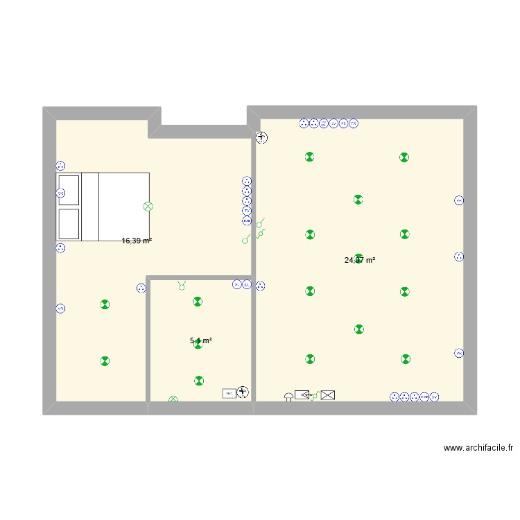 appartement copain nanou 1. Plan de 3 pièces et 46 m2