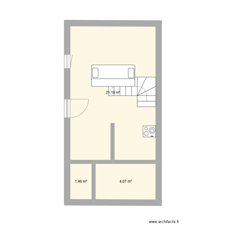 domaine log2. Plan de 3 pièces et 27 m2