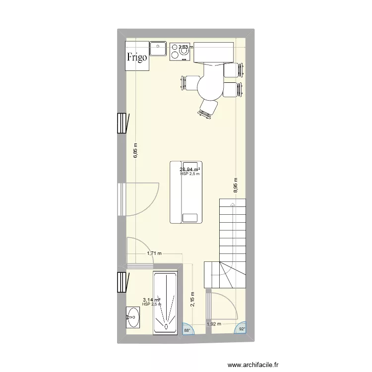 domaine log2. Plan de 2 pièces et 32 m²