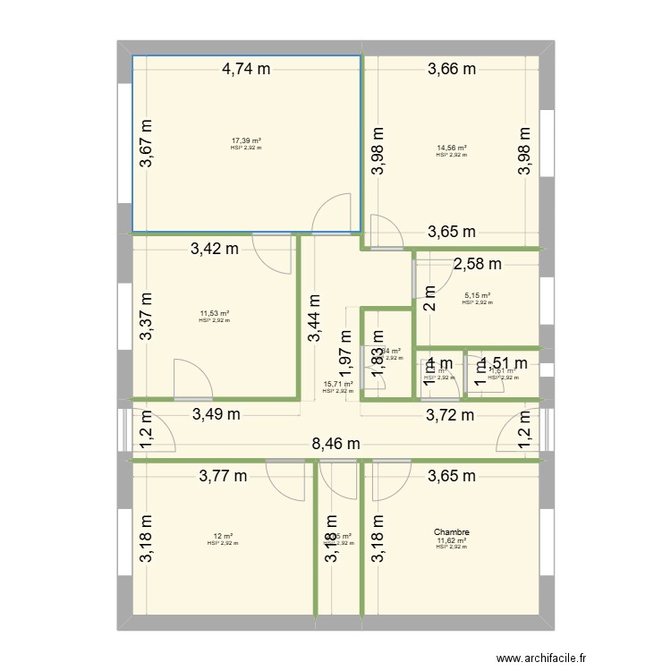 Maison Sète. Plan de 11 pièces et 95 m2