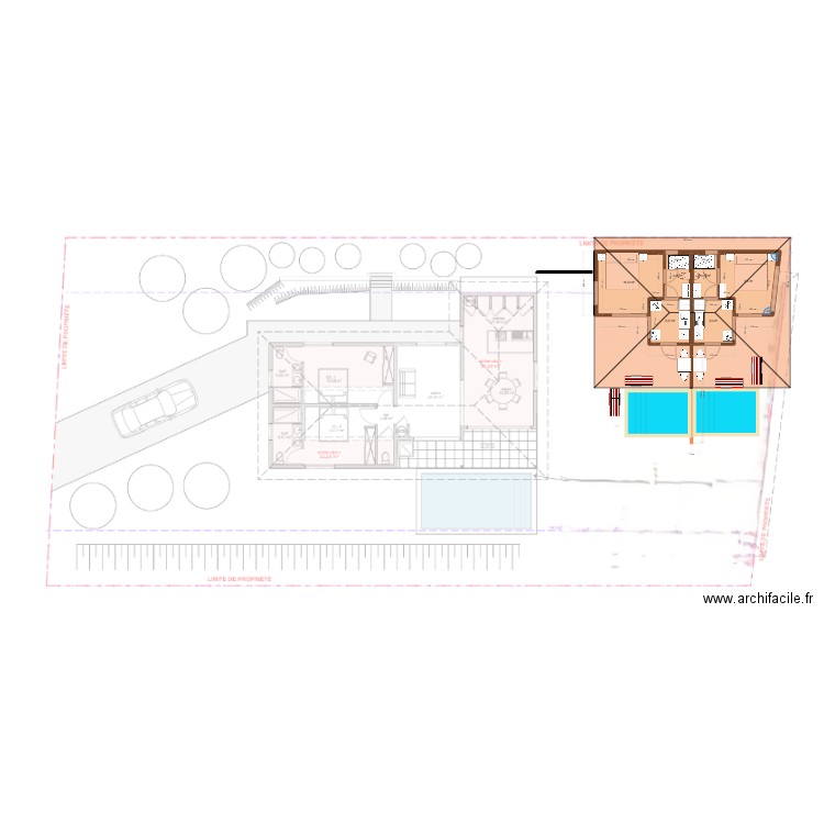 Bungalows limite de 3m 2. Plan de 6 pièces et 37 m2