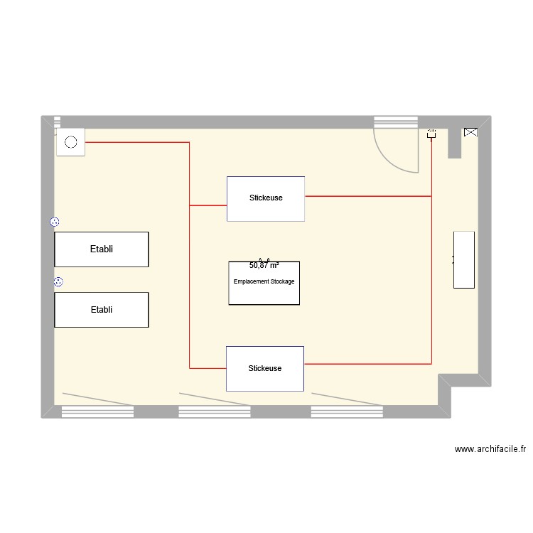 SAé. Plan de 1 pièce et 51 m2