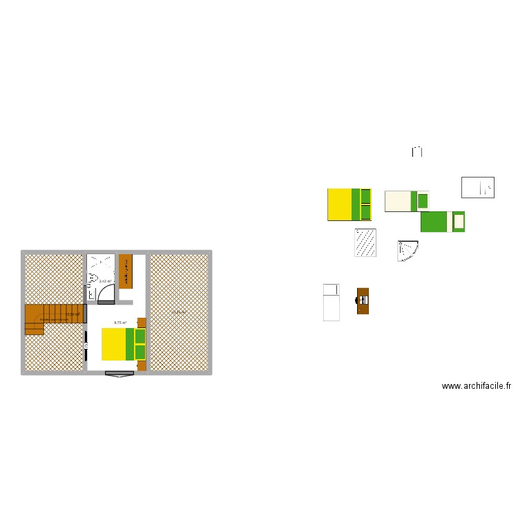 haut. Plan de 4 pièces et 37 m2