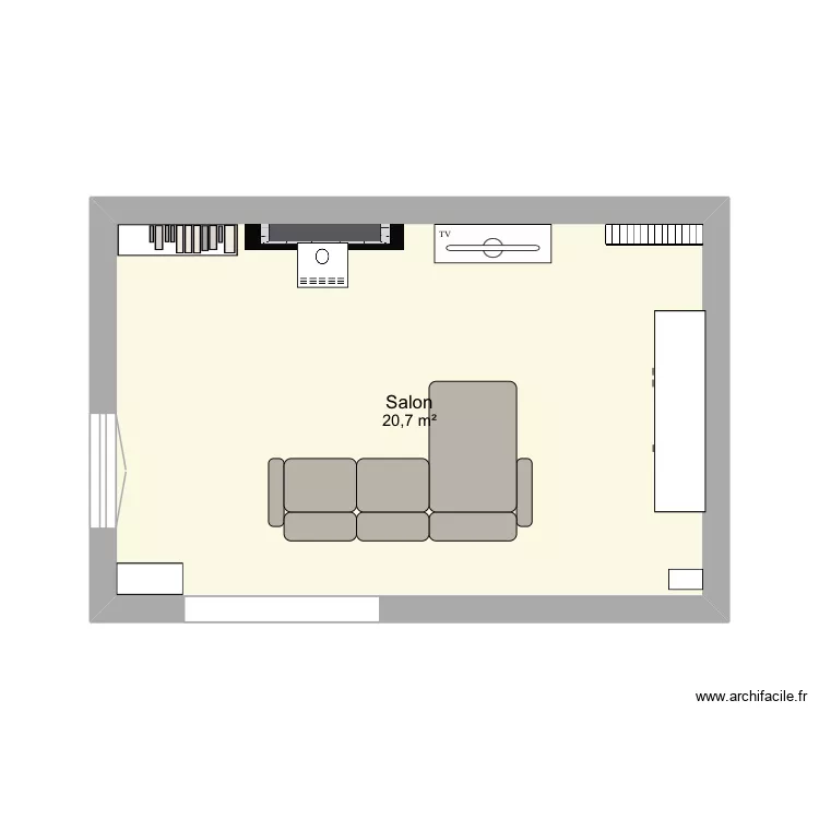 Logement communal salon. Plan de 1 Pièce et 21 m² Logement communal salon. Plan de 1 Pièce et 21 m²