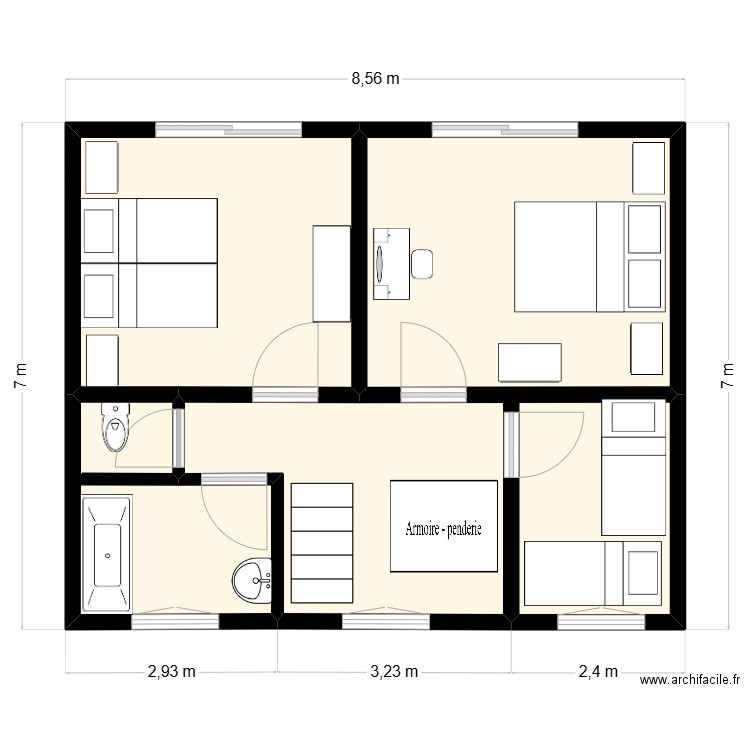 ESSAIETAGE. Plan de 4 pièces et 50 m2