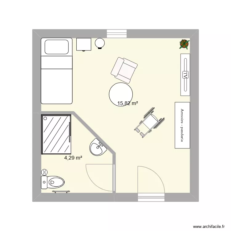 chambre ehpad. Plan de 2 Pièces et 20 m² chambre ehpad. Plan de 2 Pièces et 20 m²