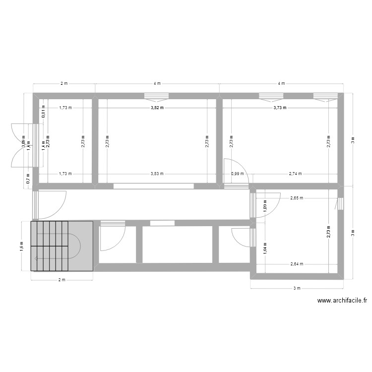 TARHIL. Plan de 4 pièces et 33 m2