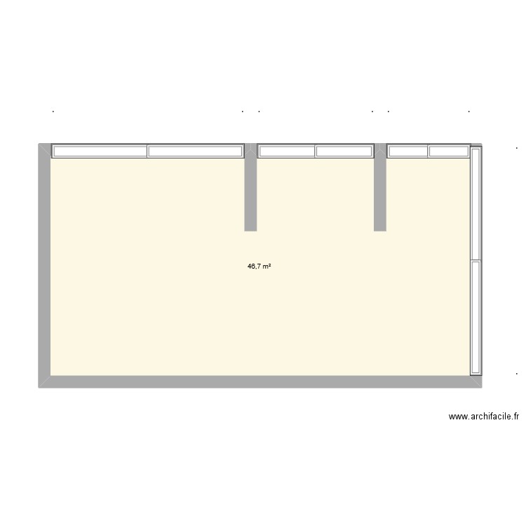 base. Plan de 1 pièce et 47 m2