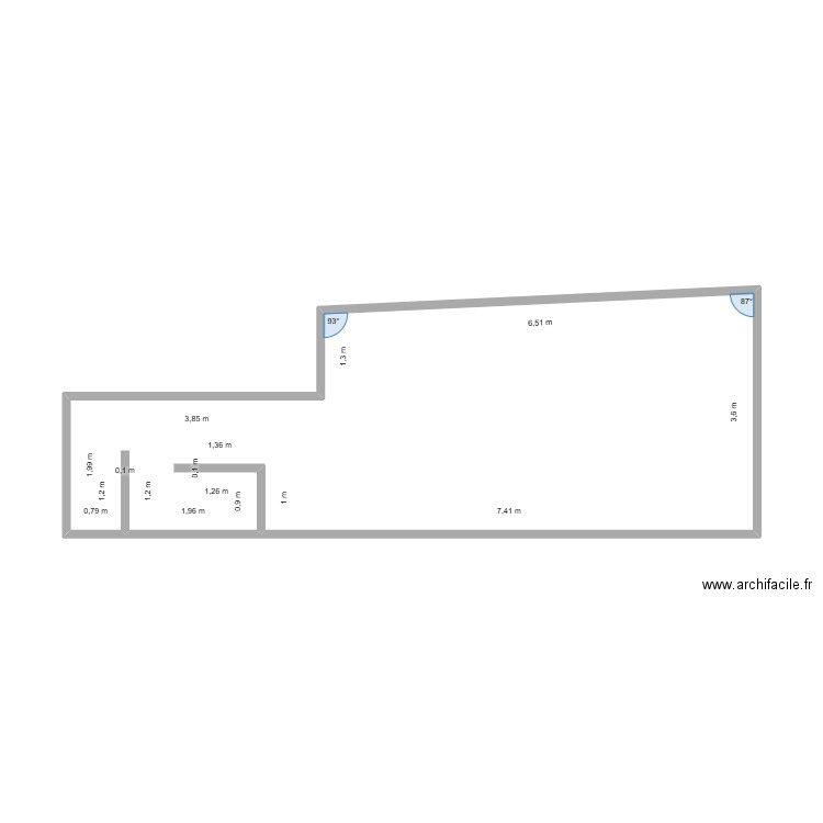 nouveau local. Plan de 1 pièce et 30 m2